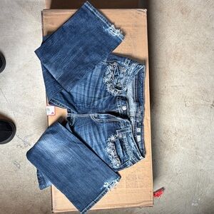 Miss Me Indigo Boot Cut Jeans with Embroidery